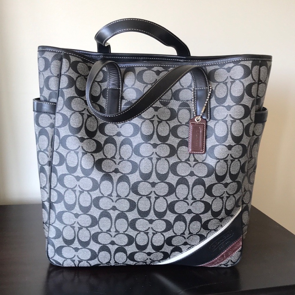 Coach Signature Monogram Corner Stripe Tote, 70336, Coated Canvas / Leather - Picture 15 of 15